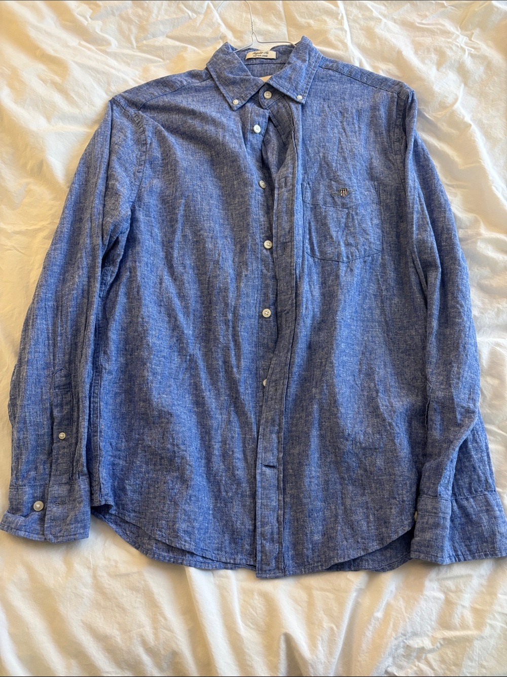 Gant Blue Linen Blend Button-Down Shirt